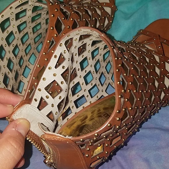 Michael Kors Camel Brown Cage Heels w/Gold Details - Picture 8 of 8